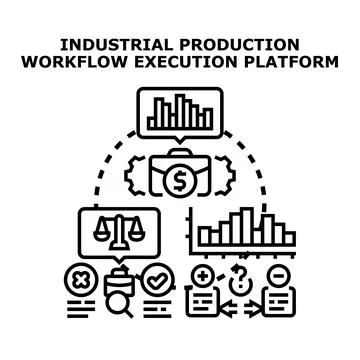 Industrial production workflow execution platform concept Stock Illustration