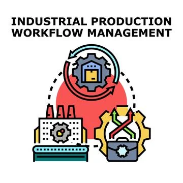 Industrial production workflow management process flat vector 스톡 일러스트
