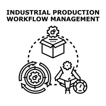 Industrial production workflow management process optimization concept 스톡 일러스트