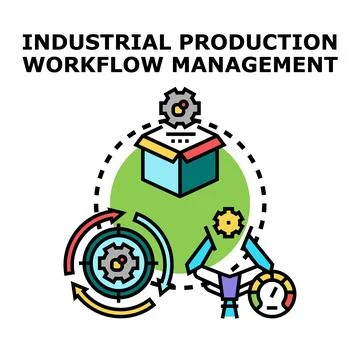Industrial production workflow management process optimization concept Stock Illustration