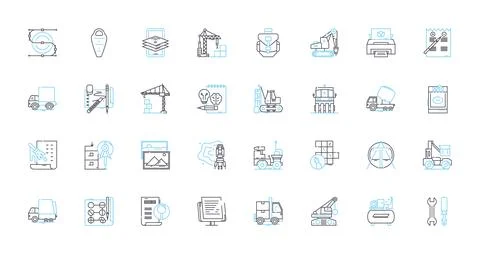 Industrial progress linear icons set. Automation, Innovation, Efficiency Stock Illustration