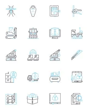 Industrial progress linear icons set. Automation, Innovation, Efficiency Stock Illustration