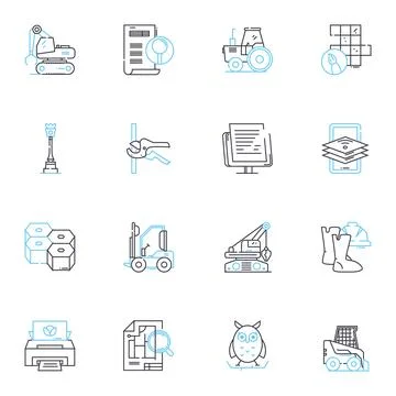 Industrial progress linear icons set. Automation, Innovation, Efficiency Stock Illustration