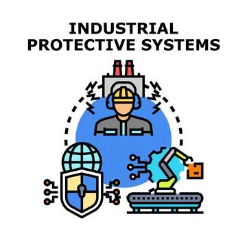 Industrial protective systems ensuring safety and security 스톡 일러스트
