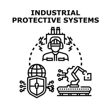 Industrial protective systems ensuring safety and security 스톡 일러스트