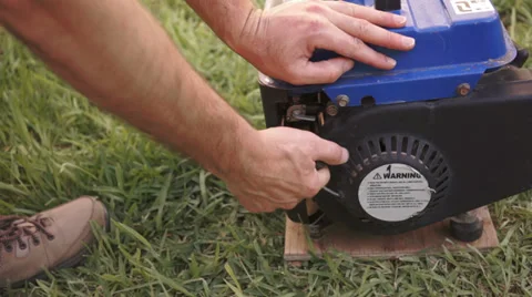 Industrial Pull Start Generator Close Up Stock Footage 39808811