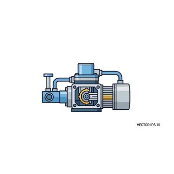 Industrial pump mechanical device on white background with isolated on a clea Stock Illustration