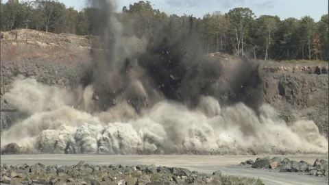 Industrial quarry rock explosion 4K Stock Footage