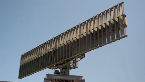 Industrial radar for transmitting and receiving signals, and monitoring takeoffs Stock Footage 155403830