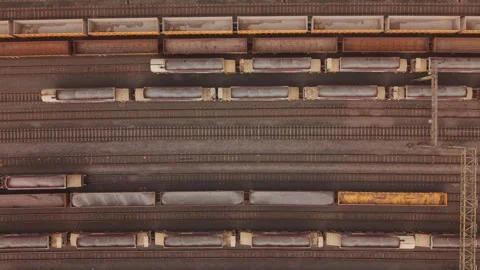 Industrial Rail Network And Freight Transportation From Above Stock-Footage 334646780