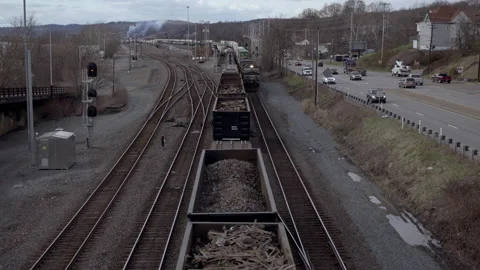 Industrial Railroad Train Stock Footage 219321768