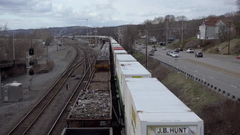 Industrial Railroad Train Stock Footage 219321796