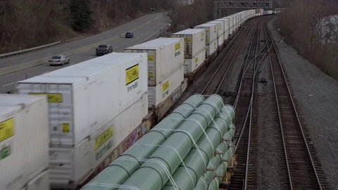 Industrial Railroad Train Stock Footage 219321798