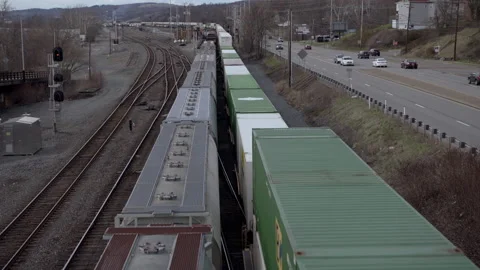 Industrial Railroad Train Stock Footage 219321816