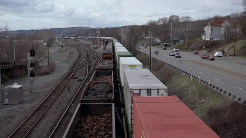 Industrial Railroad Train Stock Footage 219321871