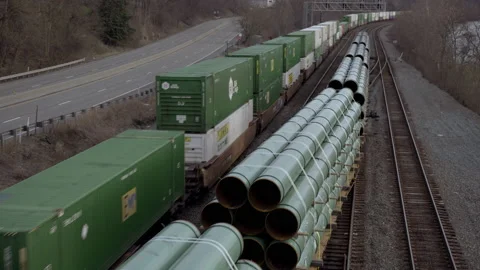 Industrial Railroad Train Stock Footage 219321937
