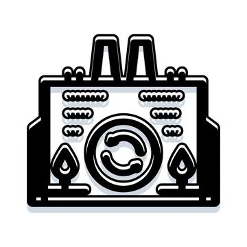 Industrial recycling machinery processing technology icon illustration Stock Illustration