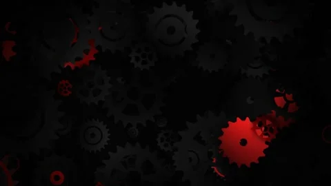 Industrial Red and Dark Grey Mechanical Gears Rotating Vídeo Stock 344755867