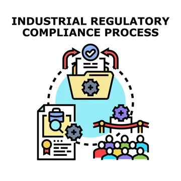Industrial regulatory compliance process ensuring quality and safety Stock Illustration