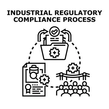 Industrial regulatory compliance process ensuring quality and safety Stock Illustration