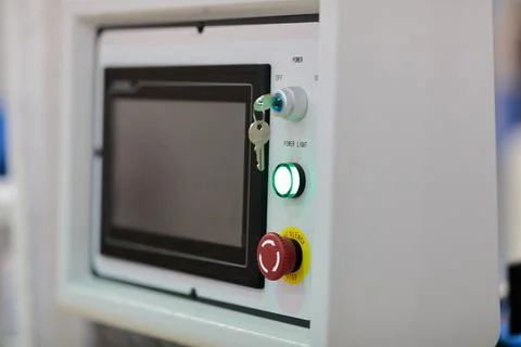 Industrial remote control console with touchscreen Stock Photos