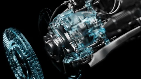 Industrial rendering: internal engine construction. Video stock 327919682