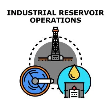 Industrial reservoir operations concept creating energy resources Stock Illustration