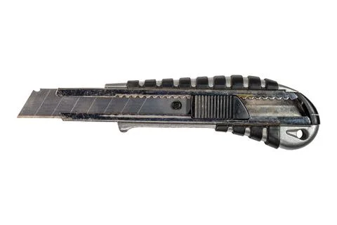 Industrial retractable utility knife with segmented blade for precision cutti Stock Photos