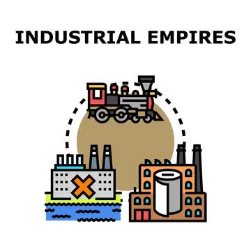 Industrial revolution developing manufacturing and trade Stock Illustration