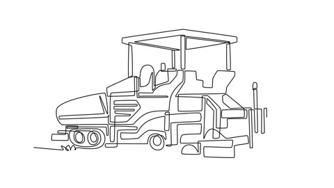 Industrial road paving machine, outlining heavy material distributor Stock Footage 335471878