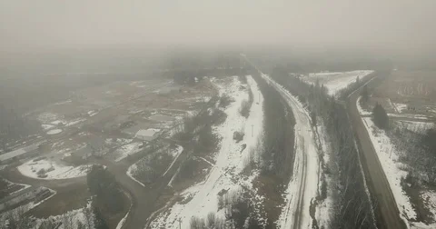 Industrial Road in Winter Stock Footage 84975531