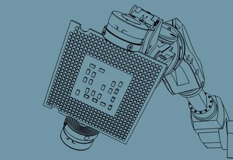 Industrial robot and CPU Stock-Illustration