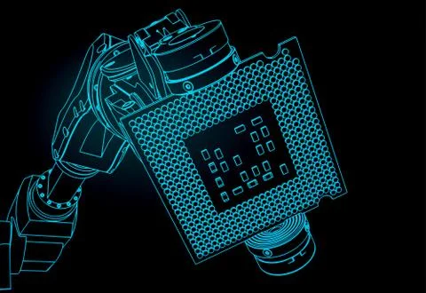 Industrial robot and CPU Illustrazione stock