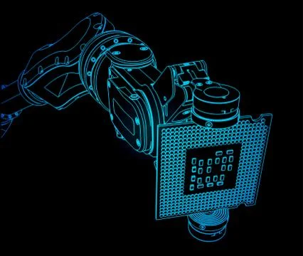 Industrial robot and microelectronics イラスト素材