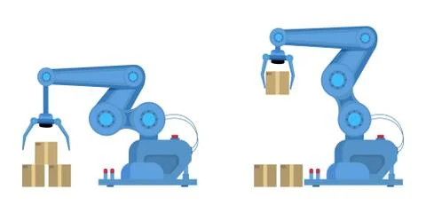 Industrial robot arm flat vector illustration Illustrazione stock
