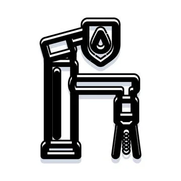 Industrial robot arm managing fluid production process Ilustração Stock