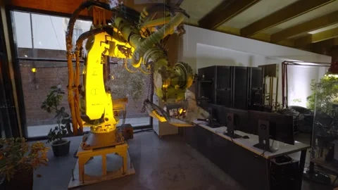 Industrial Robot Arm Performing Complex Tasks Stock Footage 278463686