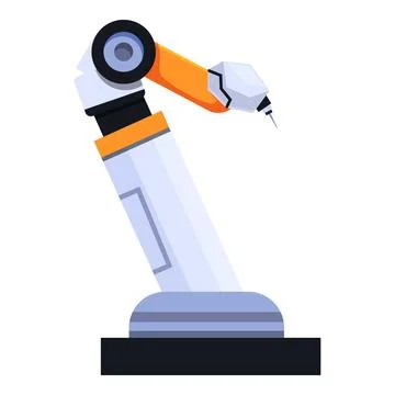 Industrial robot arm performing a task in a factory setting Stock Illustration
