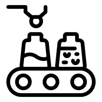 Industrial robot arm placing components on conveyor belt Stock-Illustration