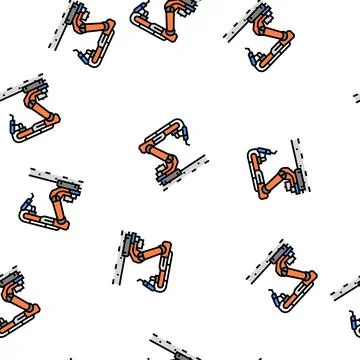 Industrial robot arm vector seamless pattern Stock Illustration