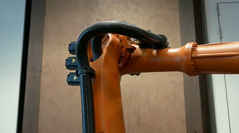 Industrial robot arm for welding and assembling Stock Footage