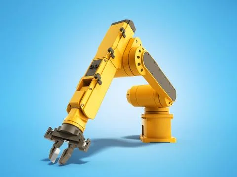 Industrial robot on blue background 3D rendering Stock Illustration