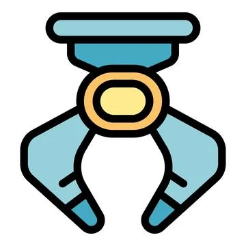 Industrial robot claw holding an object icon Stock Illustration