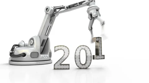 Industrial robot creates  2014  number Stock Footage 33279435