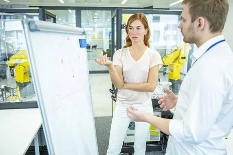 Industrial Robot Development Engineers in the development of the industria... 스톡 사진