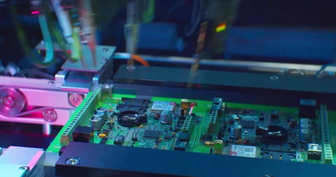 Industrial robot for electronics manufacturing makes a complex printed circuit Stock Footage 152652130
