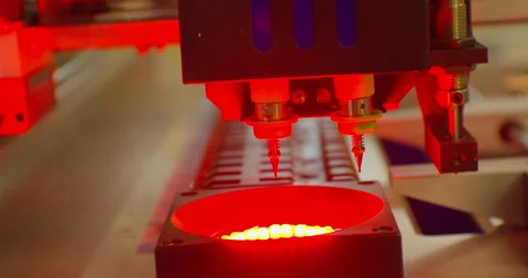 Industrial robot for electronics manufacturing makes a complex printed circuit Stock Footage 152703585