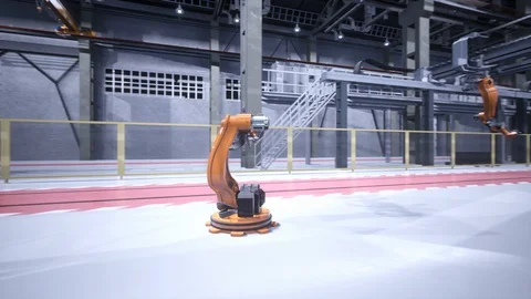 Industrial robot at the factory Stock Footage 128756871