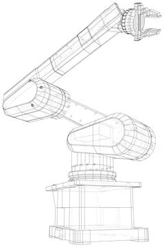 Industrial Robot hand. EPS10 format. Wire-frame Vector created of 3d イラスト素材