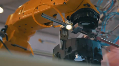 Industrial robot hand performs movements that are programmed in the control unit 스톡 동영상 61550289